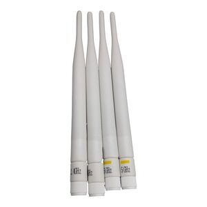 Lot of 4 Dual Band WiFi Antennas 2.4GHz 5GHz White RP-SMA Male Connector